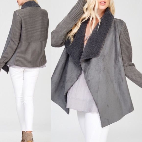 Last Gray Size Small!!!!! Drape Suede Cardigan - Picture 2 of 3